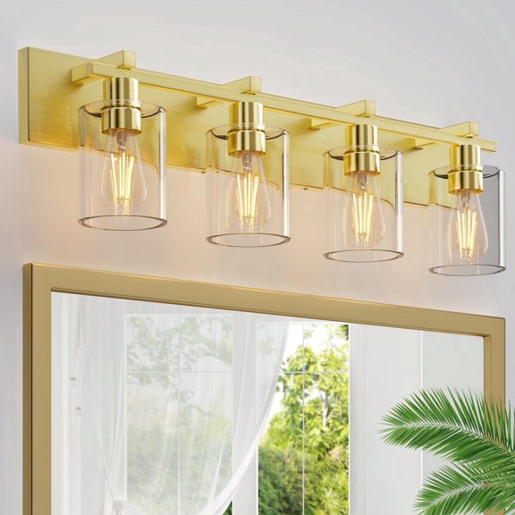 6-Light Bathroom Vanity Light, 38 Inch Matte Black Wall Light Fixture with Clear Glass Shades, Modern Vanity Lighting Over Mirror, E26 Base
