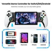 Mobile Game Controller for iPhone/Android, Compatible with Switch/Oled/Switch 2,with Hall Joystick, Turbo, RGB, Compatible with Xbox Cloud, Steam Link, MFi