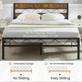 thumbnail image 5 of Metal Bed Frame with Brown Wooden Headboard No Box Spring Needed Brown Full, 5 of 5