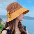 thumbnail image 5 of FAIWAD Womens Sun Hat Foldable Beach Sun Hat Hollowed Out Bow Breathable Wide Brim Sun Cap, 5 of 6