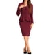 thumbnail image 2 of Conjunto de falda de 2 piezas para mujer INSPIRE CHIC, blazer peplum, falda lápiz de cintura alta, atuendo de trabajo en color rojo vino, 2 of 6