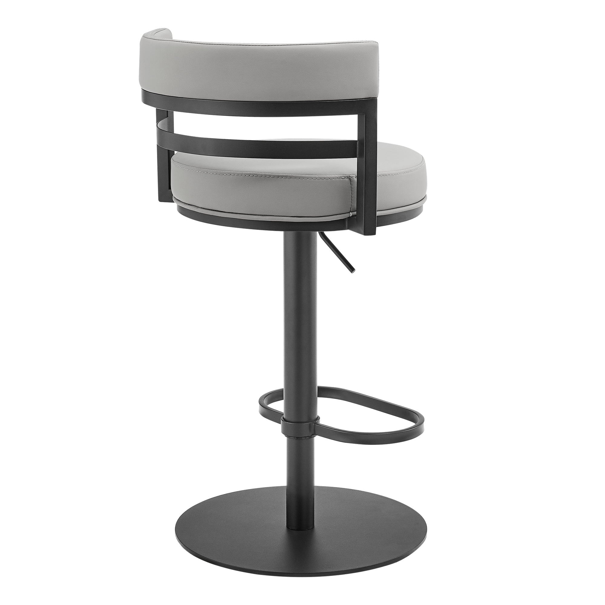 Judi Modern Industrial Swivel Metal Adjustable Height Barstool With Faux Leather Seat