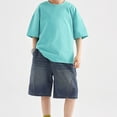 thumbnail image 2 of CAIXIA Boys Baggy Jeans Shorts Wide Leg Hop Loose Denim Shorts Knee Length Elastic Wasit Baggy Jort Classic Trendy School Bermuda Shorts Multipockets Vintage Streetwear, 2 of 7
