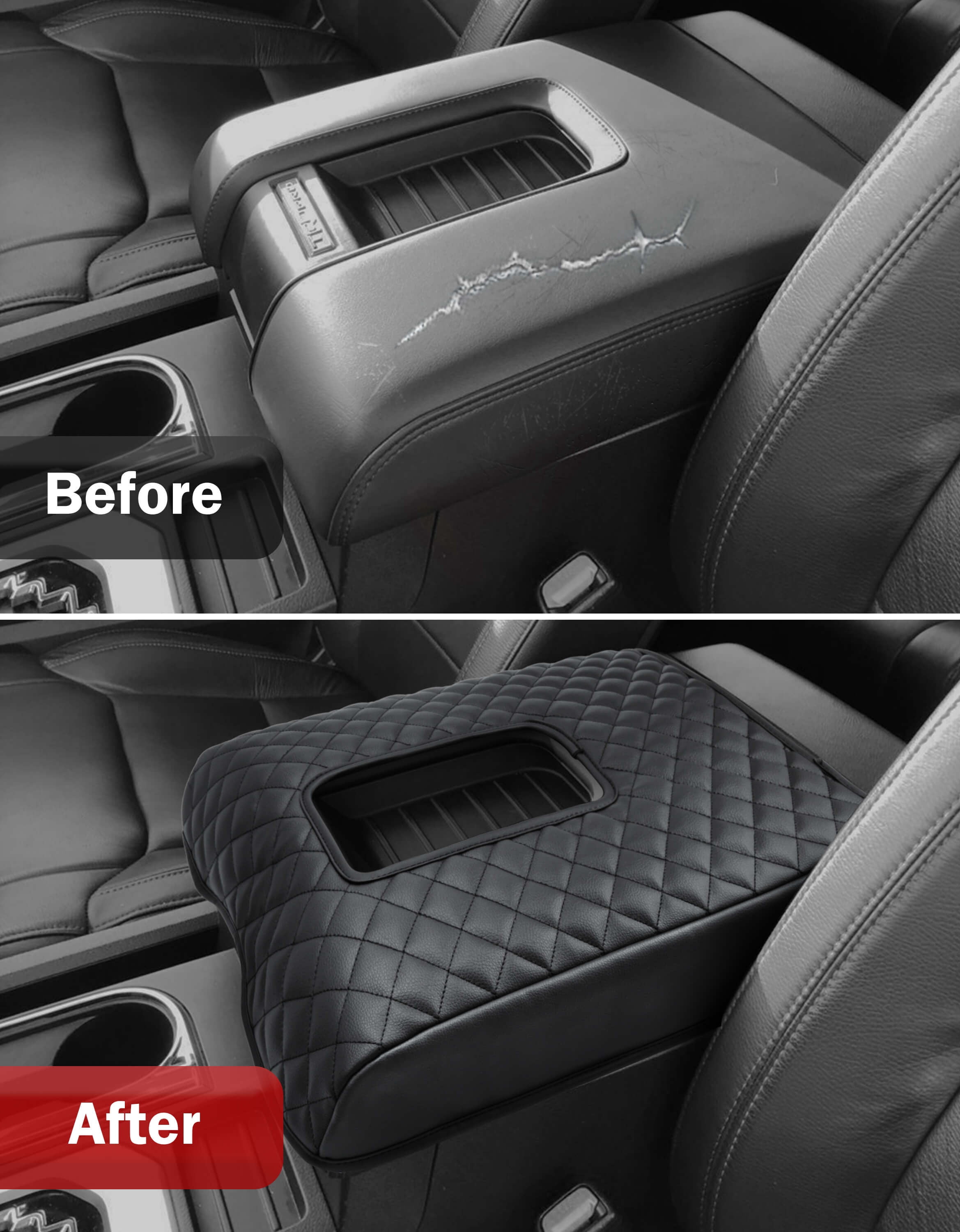KBH Center Console Cover for Toyota Tundra 2014-2021, Car Armrest Cushion Pad for Tundra Accessories, Anti-Scratch Leather Middle Console Cover