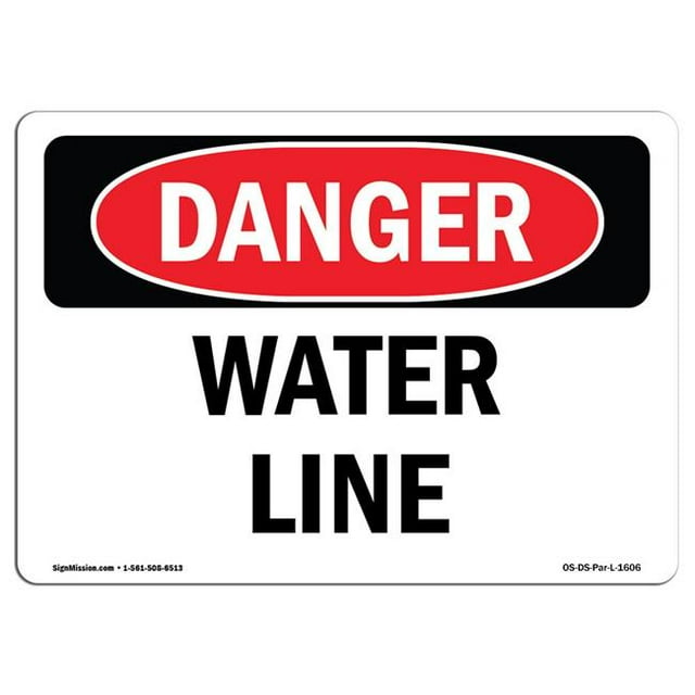 SignMission OS-DS-A-1824-L-1606 Signal de Danger OSHA 18 x 24 Po - Ligne d'Eau