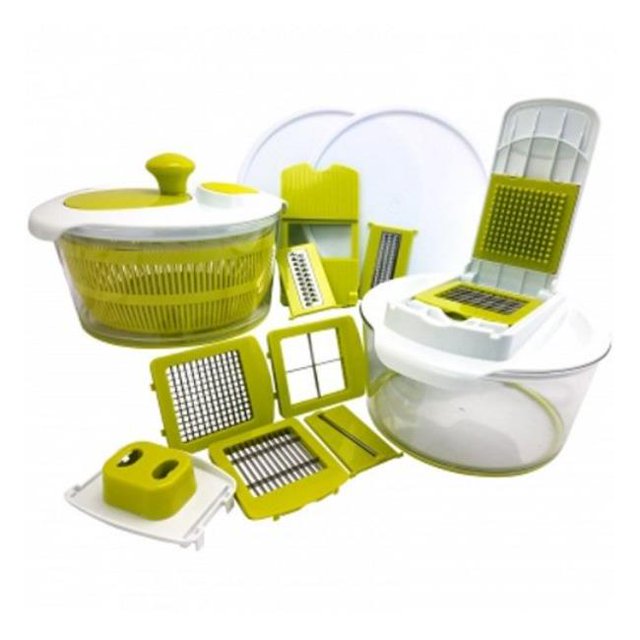 Trancheuse à Salade à Usages Multiples 10-en-1 MG-SALAD-SPINNER-MULTI-SLICER-DICER