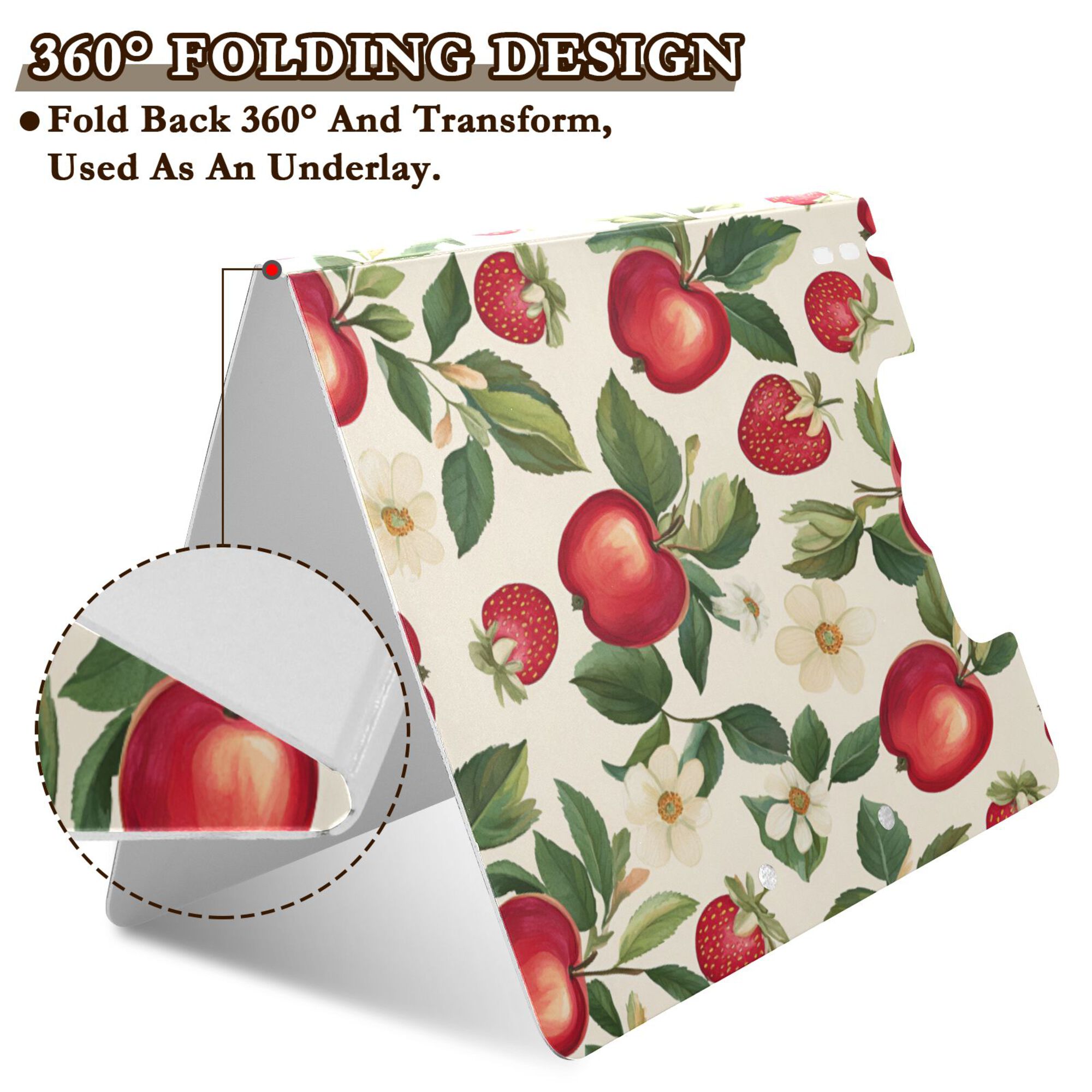 FORMRS A4 Clipboard Folder with Pen Holder Horizontal Foldable School Office Binder, Apple Leaves Pattern