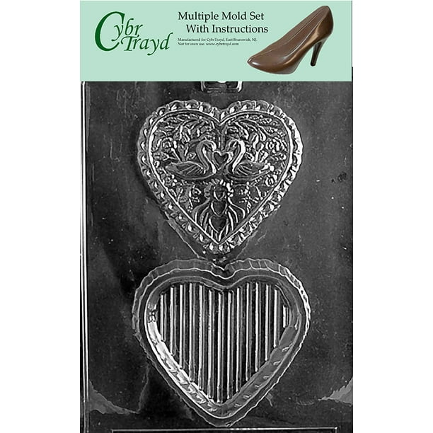 Swan Heart Pour Box Chocolate Candy Mold with Exclusive Cybrtrayd