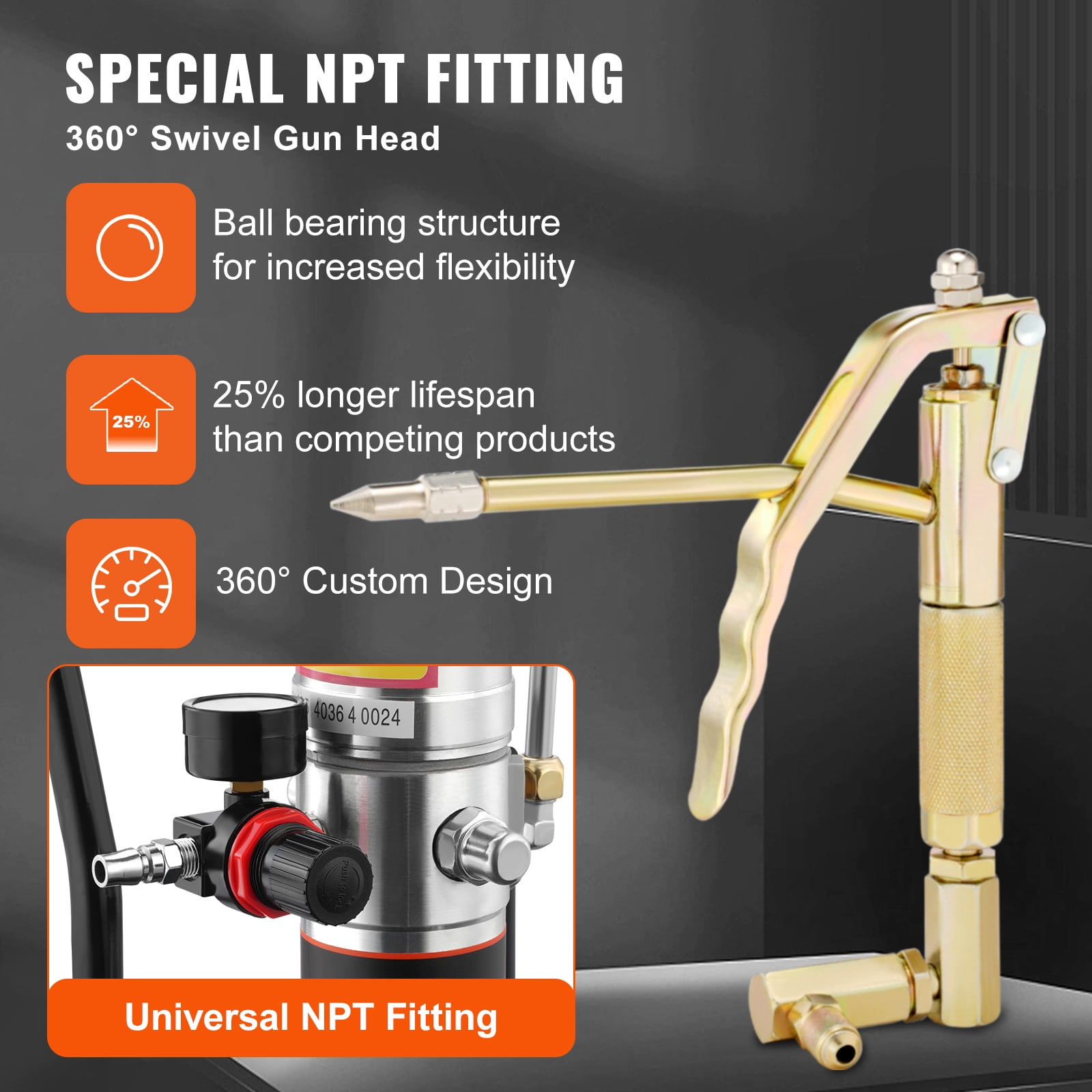 KFFKFF Grease Pump Air Operated Grease Pump 0.6-0.8Mpa 13 ft Hose with Barrel Cap