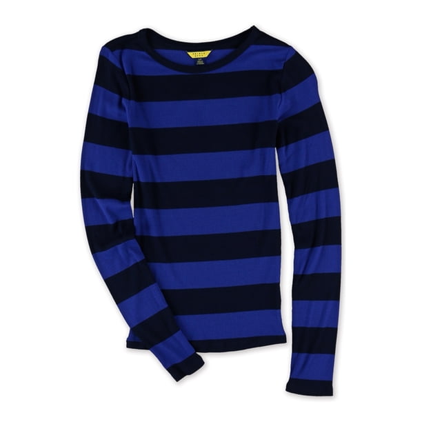 Aeropostale - Camiseta gráfica a rayas para mujer, azul, talla extra pequeña