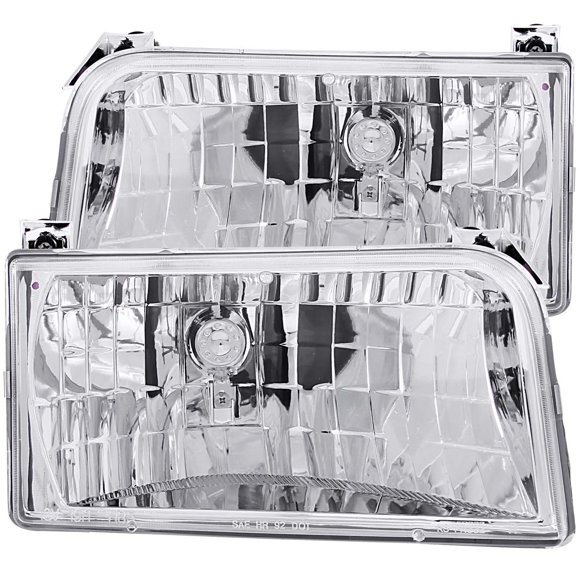 ANZO USA Headlight Assembly 111247 Crystal; Halogen Bulb; Standard Beam; Clear Lens; Chrome Plated Housing; Set Of 2