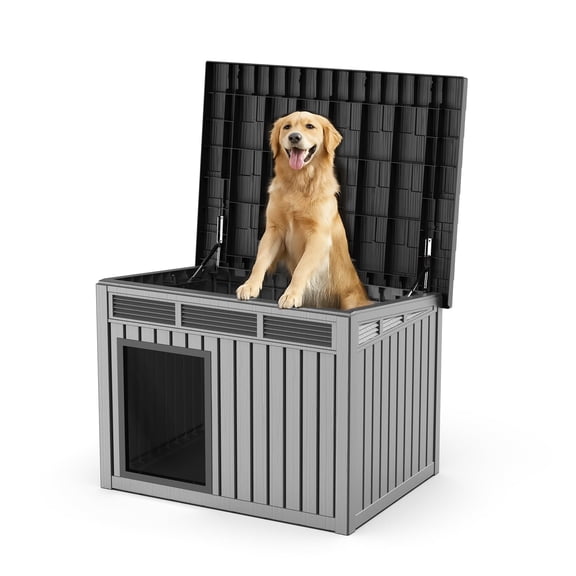 Dog House for Indoor & Outdoor Use - Weatherproof Roof & Removable Floor, Fits Small to Medium Dogs