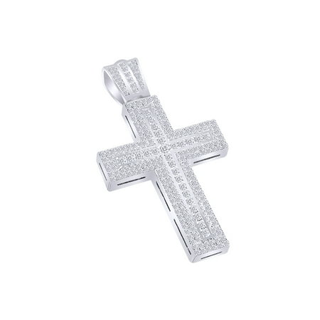 7.5 Carat (Ctw) Round White Natural Diamond Iced Out Hip Hop JEWELRY Cross Charm Pendant 14k Solid White Gold