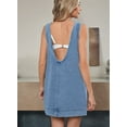 thumbnail image 2 of Denim Overall Dress for Women Sleeveless V Neck Adjustable Strap Mini Jean Jumper Dress with Pockets Summer Beach Blue L, 2 of 4