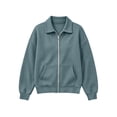 thumbnail image 4 of Plus Size Waffle Full Zip Up Sweatshirt Women No Hood - Oversized Loose Casual Long Sleeve Collared Jacket 2026 Fall Winter Clothes, Mint Green, XXL, 4 of 5