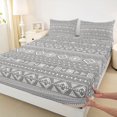 thumbnail image 5 of Manfei Bohemian Aztec Queen Sheets,Exotic Style Queen Sheet Sets, Gray White, Gray Reversible 4pcs1 Flat Sheet + 1 Fitted Sheet + 2 Pillowcases, 5 of 6
