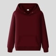 thumbnail image 3 of Sweat à Capuche Homme Automne Solide Chandails en Molleton Couleur Poche Manches Longues Blouse Sweat Homme Vin m, 3 of 3
