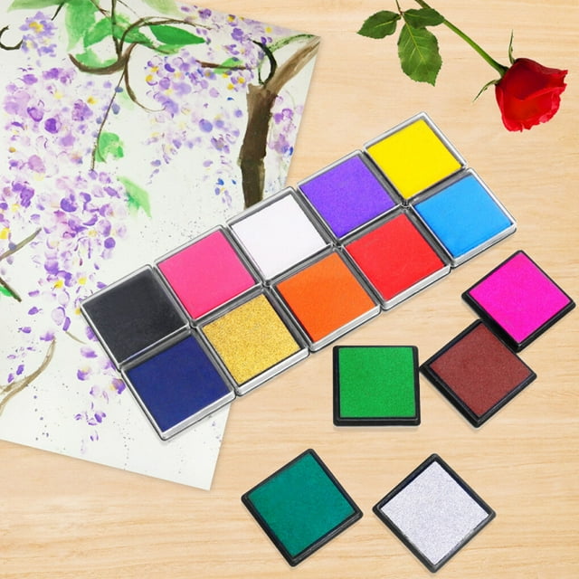 Langgg Mini Ink Pads Colorful Finger Painting Water-based Inkpad Craft Stamps Printing Mud Kids DIY Accessories Handcrafted Orange