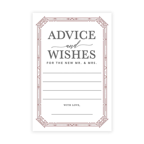 Koyal Wholesale Elegant Art Deco Wedding Advice & Well Wishes Guest Book Cards for Bride and Groom, 56 Pack