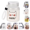 thumbnail image 2 of Bangcool Glass Water Cup Cartoon Coffee Mug Tea Cup Tea Mug with Lid & Short Strap, 2 of 10