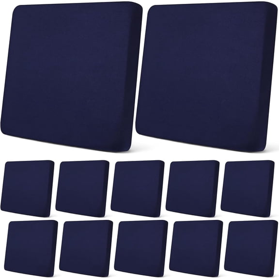 12 Pcs Patio Outdoor Cushion Covers Replacement Waterproof Stretch Sofa Couch Cushion Covers Washable Individual Couch Slipcovers Set Furniture Protector for Pets(20-27 Inch,Navy)