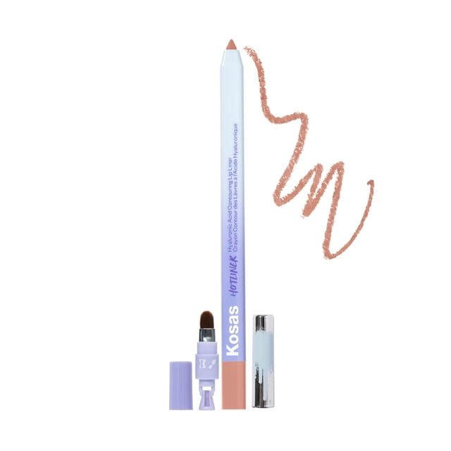 Lápiz delineador de labios retráctil Kosas Hotliner con cepillo y sacapuntas incorporados - Fácil contorno hidratante de larga duración - Textura cremosa pigmentada para labios voluminosos - Ácido hia