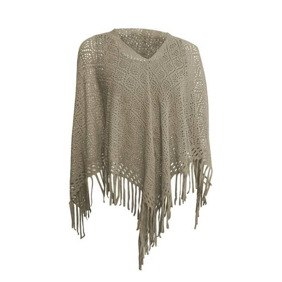 Baberdicy Shawls and Wraps Women's Four Seasons Casual Shawl Knitted Geometric Tassel Decoration Multi Purpose Shawl Scarf Wraps for Women Khaki