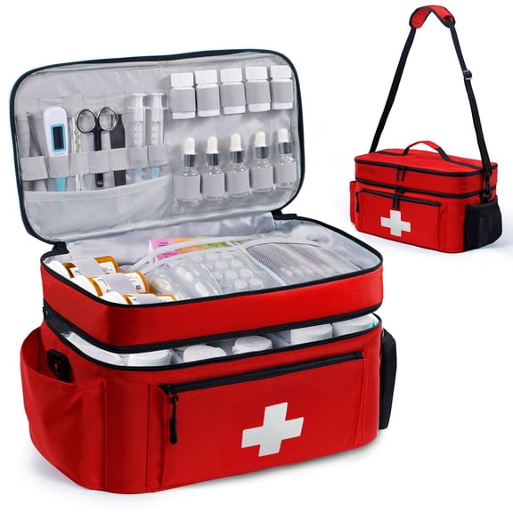Travel Medicine Bag Organizer, Medical Bag Empty, Pill Bottle Organizer for Home, Large Medication Storage, Travel Carrying Case First Aid Kit Bags Empty, Emergency Kit.