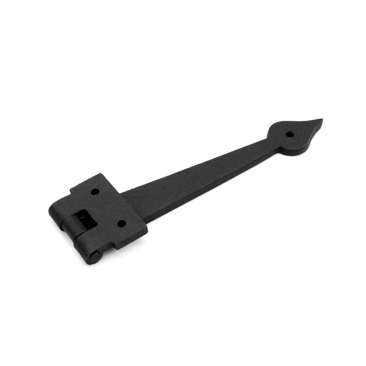 Renovators Supply Black Wrought Iron Strap Hinge Pair 7-3/8 in Spear Tip Flush Mount Heavy Duty Strap Gate and Door Hinges w/Hardware