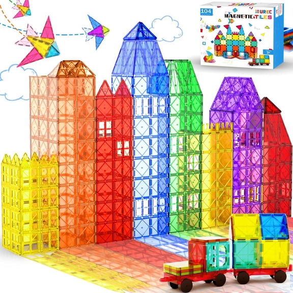 Magnetic Tiles 3D Intelligence Toy Creative Learning Play 104 Piece Set Age 3