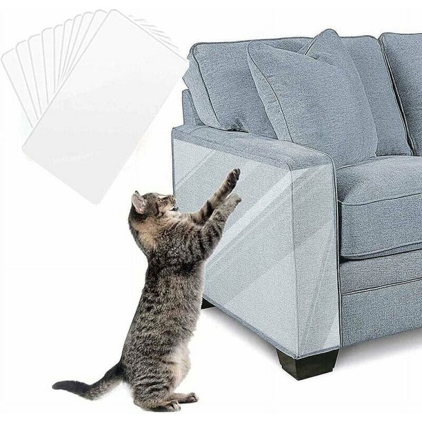 Protector Antiarañazos para Gatos, 6 Pegatinas Transparentes Protectores de Muebles contra Gatos, Protección Antiarañazos para Sofá, Protectores Autoadhesivos Antigarras para Muebles (B)