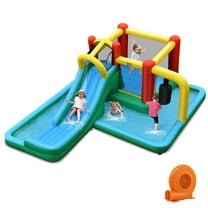 GVN Inflatable Water Slide with Splash Pool Water Park and 750W Blower, Bounce House with Blower, Inflatable Jump Bouncy Castle for Kids,Ball Pool for Backyard Play & Party Fun