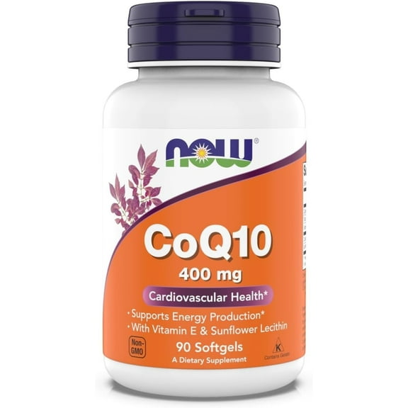 NOW Foods Supplements, CoQ10 400 mg, Pharmaceutical Grade, All-Trans Form Produced by Fermentation, 90 Softgels
