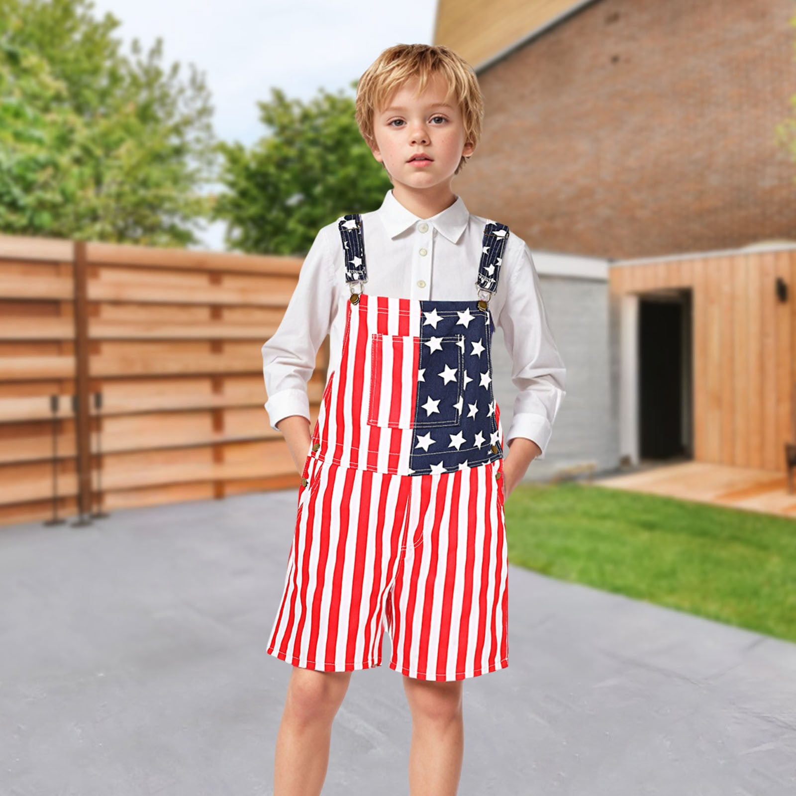 Splozh Newborn Baby Clothes Toddler Boys and Girls Printed Overalls Shorts Romper Festival Jumpsuits Red,11-12 Years