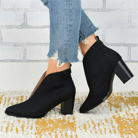 

Zedker Womens Boots Fall Boots Ethnic Style Retro Square Toe Casual Large Size Single Shoes Mid-Heel Soft Sole Women S Shoes Womens Boots Clearance Sale