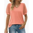 thumbnail image 3 of Womens Summer Casual Shirts Short Sleeve Tunic V Neck Trendy Blouses Tops, 3 of 5