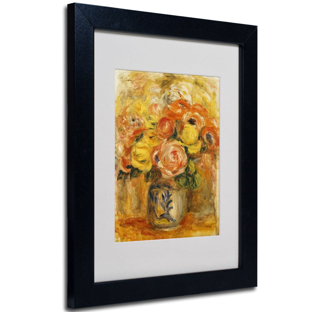 Trademark Fine Art "Fleurs Dans Un Vase Bleu" Canvas Art by Pierre Renoir, Wood Frame