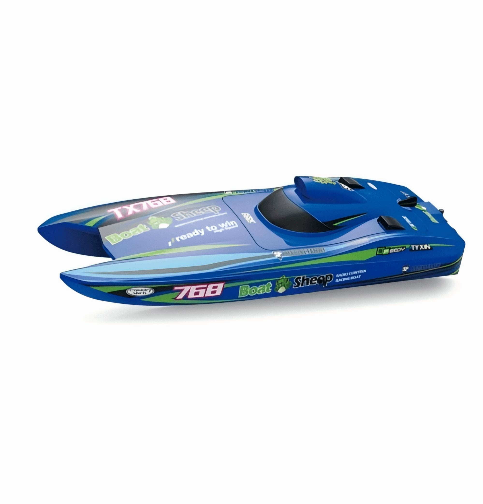 1/32 Scale RC Rescue Boat Model, High-Speed Water Rescue Vessel with Brushless Motor & Water Cooling, 2.4G RC Boats for Pools and Lakes, Blue