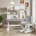 thumbnail image 6 of cbehtwi Height Adjustable Kids Study Desk & Chair Set – Ergonomic Tilt Desktop with Storage Drawer & Bookshelf, 6 of 9