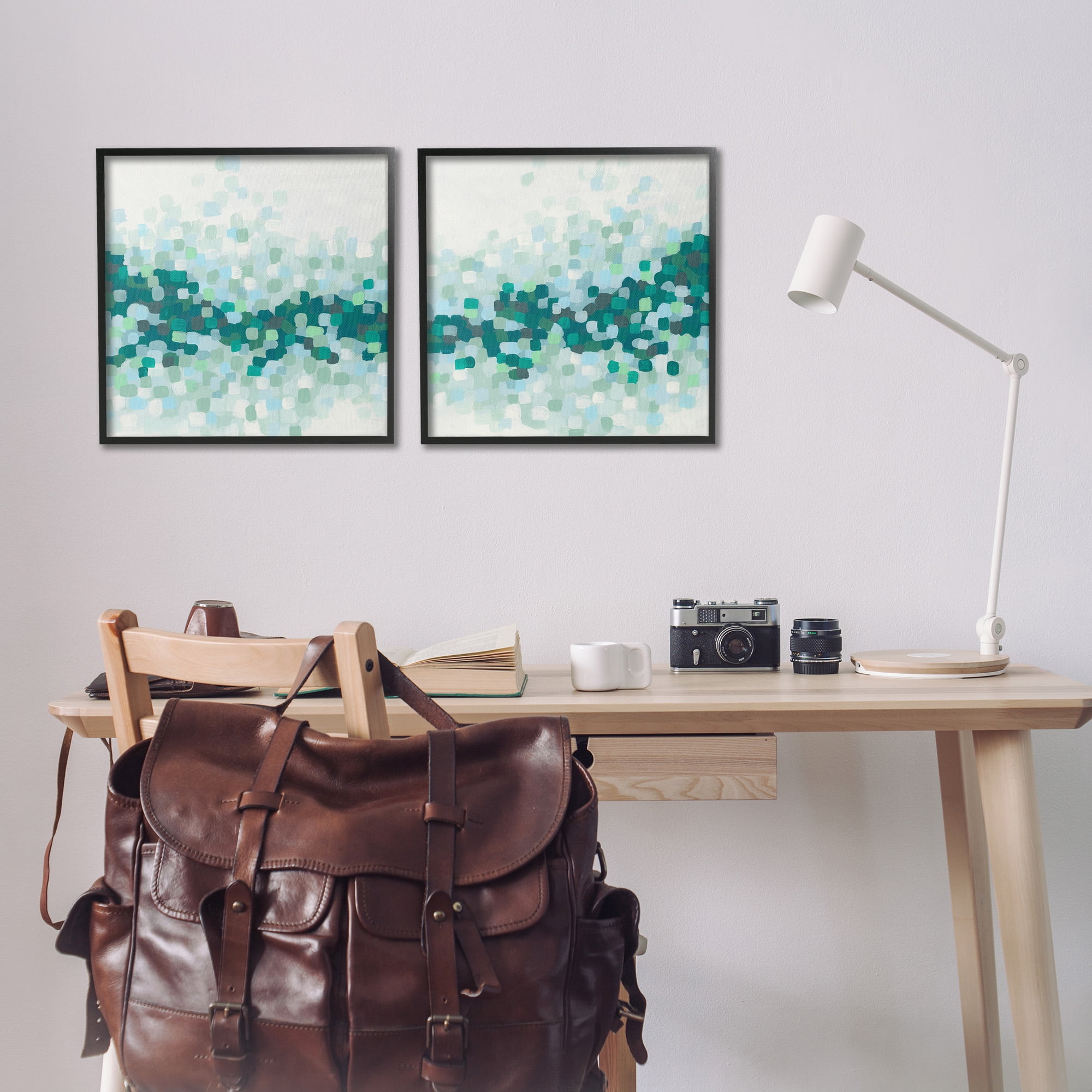 Stupell Industries Abstract Speckled Horizon Abstract Painting Black Framed Art Print Wall Art, 17 x 17, Set of 2