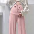 thumbnail image 3 of OGLCCG Women's Maternity Wide Leg Pants Over The Belly Pregnancy Lounge Pants Summer Thin Soft Stretchy Loose Fit Long Trousers, 3 of 6