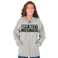 thumbnail image 4 of Off Duty Mermaid Funny Beach Swim Womens Plus Size Graphic Zipper Hoodie Brisco Brands 3X, 4 of 5