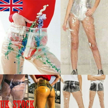 Women High Waist Pant Waterproof PVC Plastic Skinny Pants Loose Long (Best Womens Waterproof Trousers)