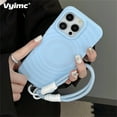 thumbnail image 2 of 3D Wave Color Clash For Magsafe Phone Case For iPhone 15 14 13 12 11 16 Pro Max Plus Wireless Charging Wrist Strap Phone Cover Purple For iPhone 15ProMax, 2 of 6