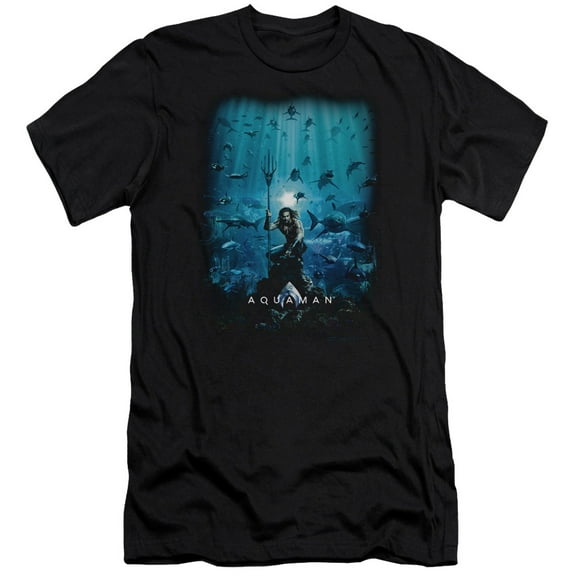 Aquaman Movie Poster S/S Adult 30/1 T-Shirt Black