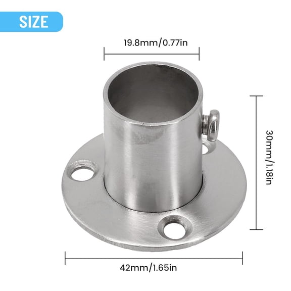 19/22/25/32Mm Tube Support Closet Bar Stand Wardrobe Hanging Rail Rod Pole Socket End Flange Brackets Stainless Steel