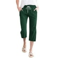 thumbnail image 2 of Tittly Plus Size Pants Baggy Pants Women High Waisted Wide Leg Pants Fashion Drawstring Elastic Trousers Comfy Straight Leg Long Pants With Pockets Baggy Pants Women Capri Pants for Women Green M, 2 of 5