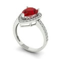 thumbnail image 2 of 2.36 ct Pear Cut Simulated Ruby with Simulated Diamond Halo Accents 18K White Gold Womens Engagement Ring, 2 of 5