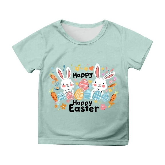 Tanghaowl T Shirts for Girls Easter Girls Short Sleeve Printed T Shirt Top Casual Shirt Kids Plain T Shirts