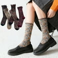 thumbnail image 5 of BH-JJSMGS Women's Vintage Floral Socks, Cute Embroidered Frilly Floral Crew Socks, Cozy Flower Jacquard Casual, 5 of 5